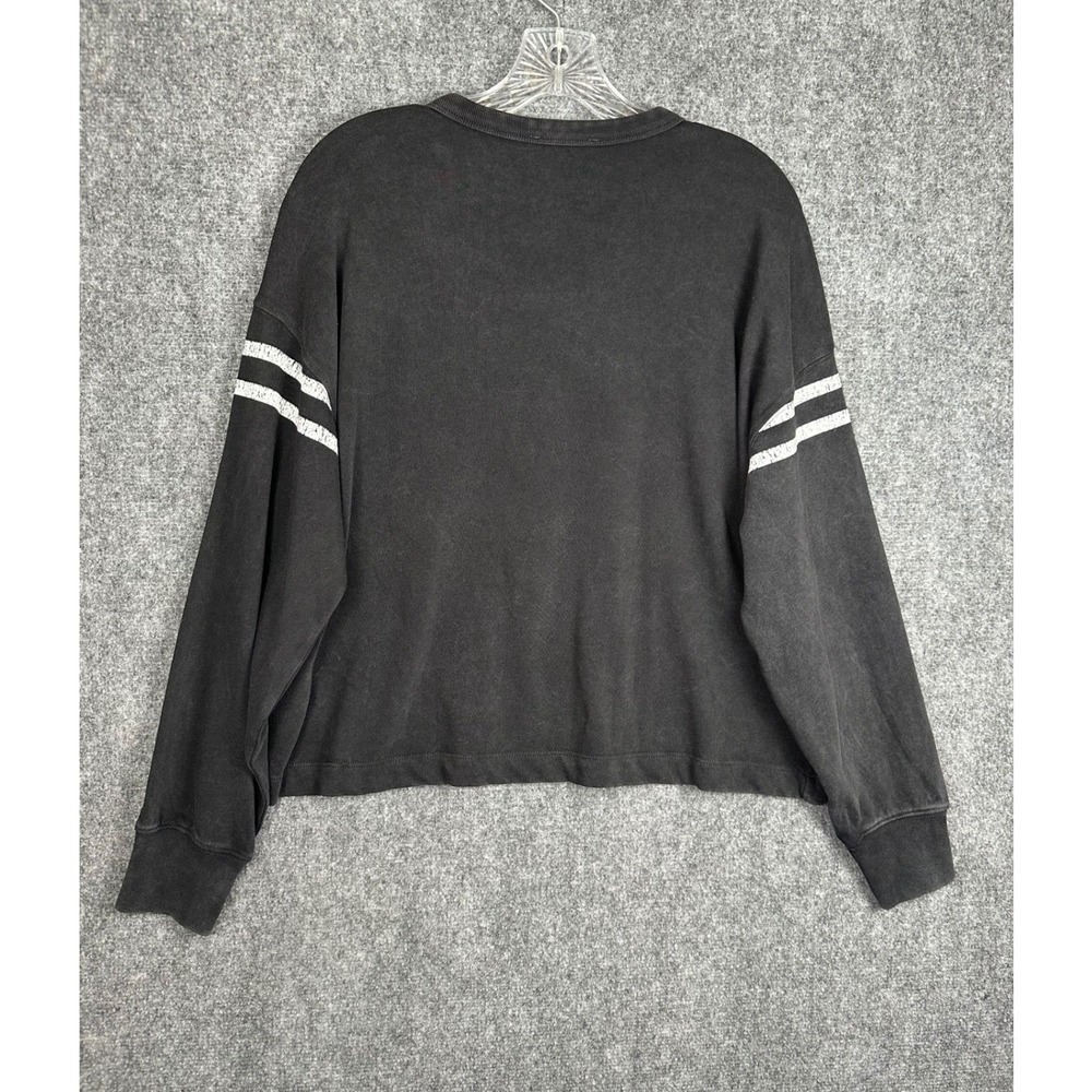 Madewell Women Relaxed Crewneck Shirt L Black NEW Cotton Preppy Varsity Stripe - Picture 6 of 6